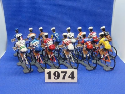 Figurines Cyclistes Cofalu - Tour De France 1974 - Collection Complète 14 Pièces - Peintes Main