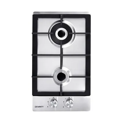 Devanti Gas Cooktop 30cm Gas Stove Cooker 2 Burner Cook Top Konbs NG LPG Steel • $133.30