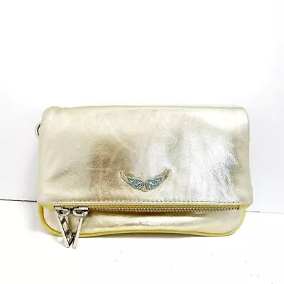 Auth Zadig&Voltaire - Gold Light Yellow Leather Clutch Bag • $80