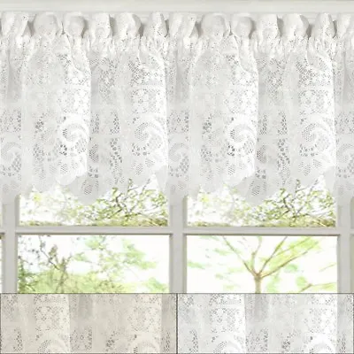 $12.59 • Buy Hopewell Heavy Floral Lace Kitchen Window Curtain 12  X 58  Valance