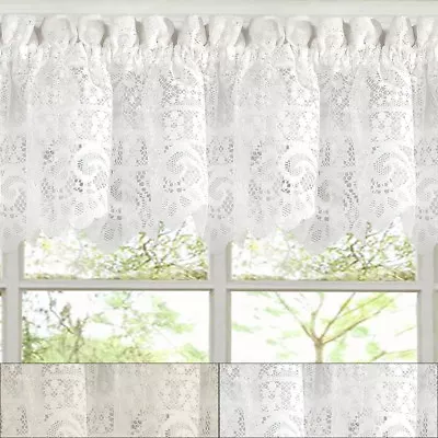 $12.59 • Buy Hopewell Heavy Floral Lace Kitchen Window Curtain 12  X 58  Valance