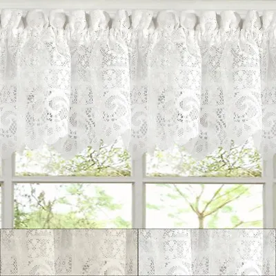 Hopewell Heavy Floral Lace Kitchen Window Curtain 12  X 58  Valance • $12.59