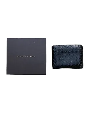 Bottega Veneta Bifold Wallet Men Black Woven Leather • $149