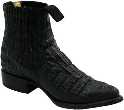 Men Genuine Cowhide Leather Crocodile Print Short Ankle Boots Handcrafted  • $89.99