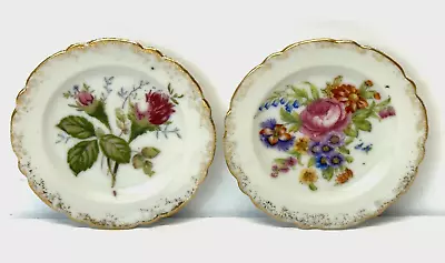 2 VTG Small Plates Hand Painted Floral Gold Leaf Japan Fern Imports Wall Trinket • $12.95
