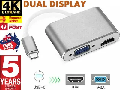$16.31 • Buy Type-C 3.1 To 4K HDMI +VGA Port USB-C HUB Adapter Converter For MacBook IPad Pro