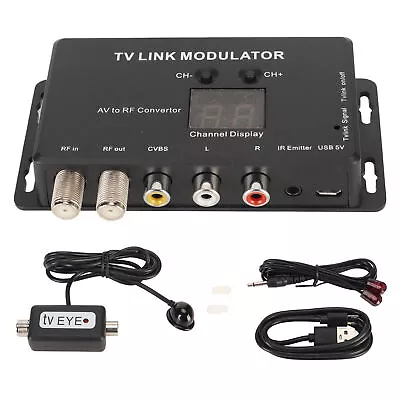 TV Link Modulator UHF AV To RF Converter Adjustable With IR Return USB Cable For • £20.38