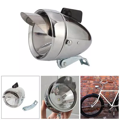 Bike Bicycle Retro LED Headlight Front Fog Light Head Lamp Metal Chrome Vintage • $18.99