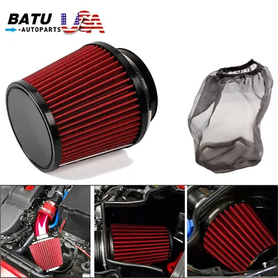 4inch/100mm High Flow Inlet Cold Air Intake Cone Replacement Dry Air Filter Red • $29.98