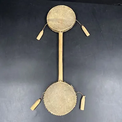 Vintage Monkey Swing Drum Double Sided Hand Percussion Rattle Tom Native Asian • $35.99
