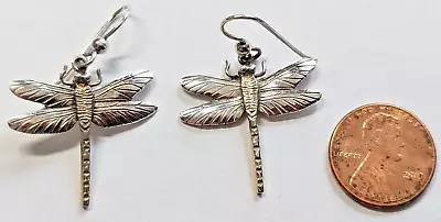 Vintage Courtney Peterson Dragonfly Sterling Silver Earrings Signed Hallmarked • $35.56