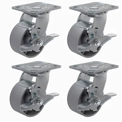 4 X2 Heavy Duty Caster Steel Cast Iron Wheel CastersCapacity 800-3000 LB • $27.80