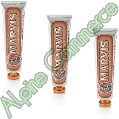 *3-Pack* Marvis Ginger Mint 4.5 Oz 85 ML Toothpaste Tube 411173 • $29.99