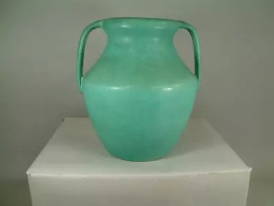 1920s Era Weller Pottery Matte Green Handled Vase 9  LOOK! • $50