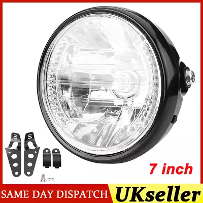 Universal 7 Inch Motorcycle Motorbike Black Headlight LED Front Light Headlamp • £12.99