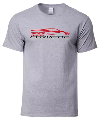 $19.99 • Buy Corvette C8 Racing V8 70th Anniversary 6.2 LT2 T-SHIRT Tee Stingray - Gray / Red