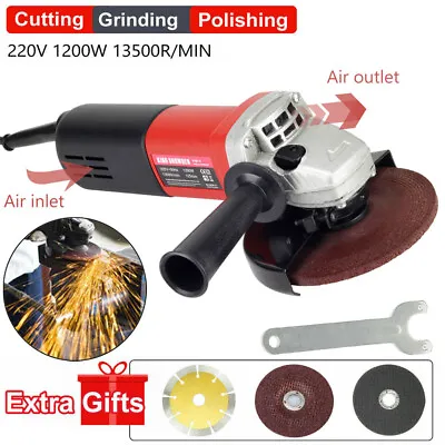 1200W Electric Angle Grinder 125mm Cutting Grinding Power Tools 3 Discs 6-Speed • £34.80