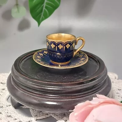 Coalport  Miniature Cobalt Blue & Gilt Cup & Saucer 1891-1920 • £16