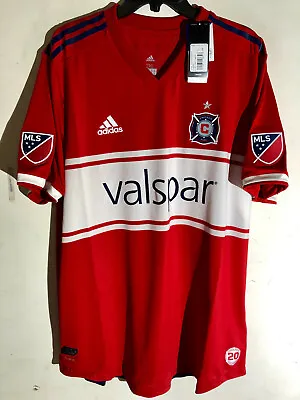 Adidas Authentic MLS CHICAGO FIRE Team Jersey RED Sz L • $29.99