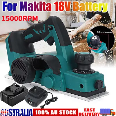 800W Electric Cordless 18V 82MM Wood Planer Woodworking Handheld Plane Battery • $49.99