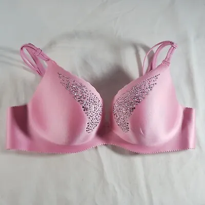 Victoria's Secret 34B Push-Up Bra Angels Secret Embrace Pink Rhinestone Wings • $79.99