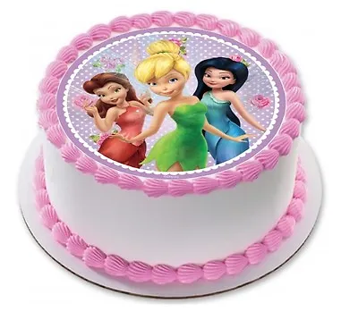 Tinkerbell Edible Kids Birthday Party Cake Decoration Topper Round Image • $12