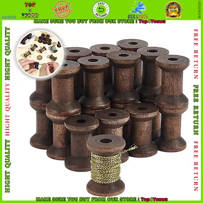 30Pcs Antique Wooden Empty Spools 1.18  Empty Thread Spools Wooden Ribbon • $16.99