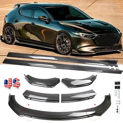 Carbon Fiber For Mazda3 Mazdaspeed Front Bumper Lip Spoiler Splitter+ Side Skirt • $159.99