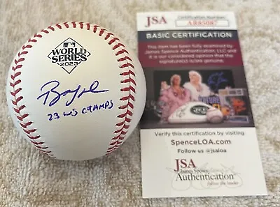 Bobby Wilson Signed 2023 World Series Baseball Texas Rangers #88 RARE JSA COA • $249.99