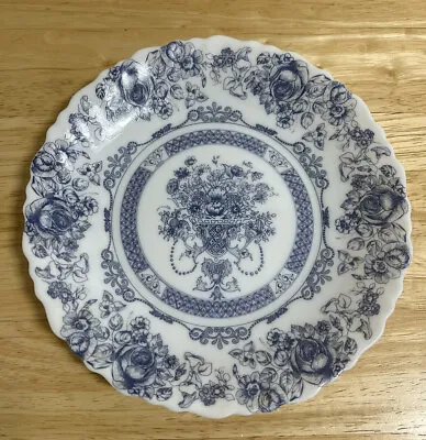 $18 • Buy Vintage Arcopal Honorine Blue & White Salad Plate 7 1/4  France Scalloped Edge