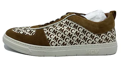 MCM Khaki Leather And Canvas Sneakers Size US 13 EU 46 Made In Italy • $179