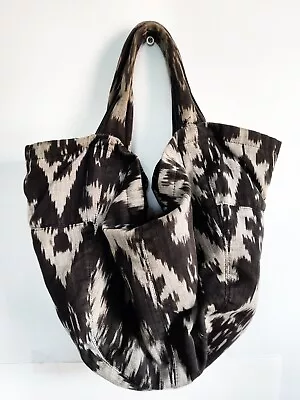 Tylie Malibu Vegan Canvas Black Gray Extra Large Hobo Bag Tote Double Handles  • $44.99