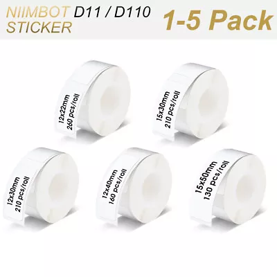 1-5 Roll Niimbot D11 D110 White Label Sticker Paper Label Printer Stickers Tape • $14.50