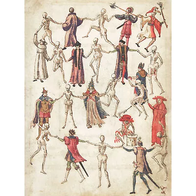 16th Century German Dance Of Death Painting Large Wall Art Print 18X24 In • £15.99