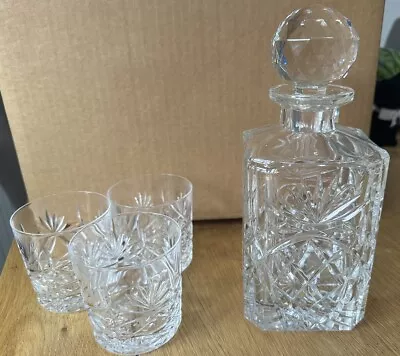Crystal Decanter & 3 Tumblers • £9.99