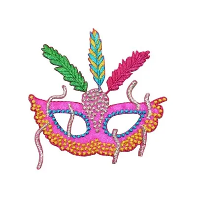 $5.99 • Buy ID 3401 Small Mask Mardi Gras Purple Green Blue Gold Feathers Applique Patch