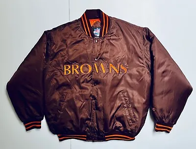 Vintage 90's NFL Game Day Men's XL Cleveland Browns Snap Up Puffer Jacket • $89.99