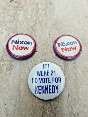 Vintage Presidential Election Buttons Richard Nixon JFK Kennedy Lot Of 3 • $17.02