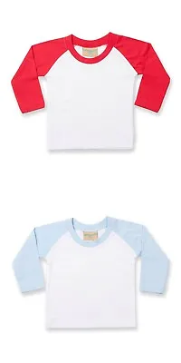 Larkwood Baby Toddler Child Long Sleeve Baseball T-Shirt • £5.75