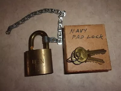 Vintage USN Lock Chain & 2 Keys USA Corbin Cabinet Lock In Original Box 1-3/4  • $24.99