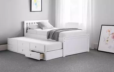 Captains Bed W/ Underbed And Drawers Guest Bed Frame Maisie 90cm 3ft Single Size • £447.99