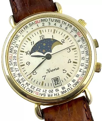 KRONA Manual Winding Moon Phase Chronograph Men's Watch • $79