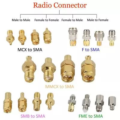 SMB MCX MMCX FME Male To SMA Female Plug  Coaxial Antenna Connector Adapter • £5.29