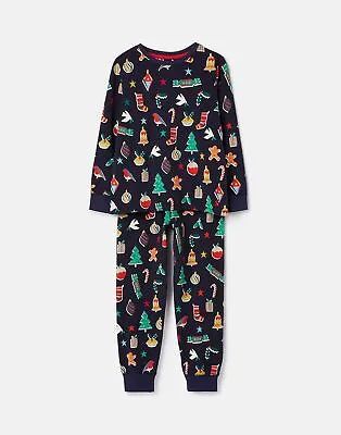 £3.70 • Buy Joules Girls Festive Kipwell Pyjama Set  - Xmas Icons - 11Yr