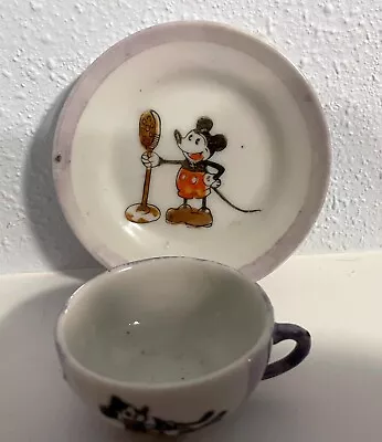 Vintage Mickey Mouse Lusterware Child's Tea Set  Japan Tea Cup And Saucer • $15.98