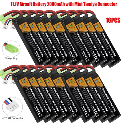 2000mAh 11.1V  LiPo Airsoft Battery 30C Rechargeable + Mini Tamiya Connector NEW • £159.59