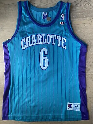 $230 • Buy #6 Eddie Jones Charlotte Hornets Champion NBA Basketball Jersey Size 44 M Medium