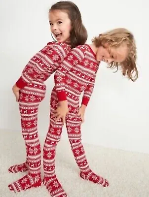 $3.99 • Buy Old Navy Unisex Toddler Size 5T ~ One Piece Footed Pajamas .. Red