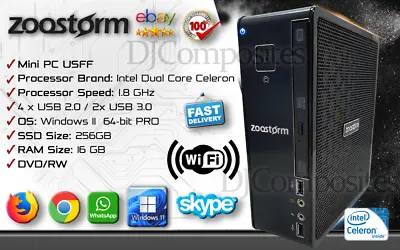 ZooStorm 7200 Mini PC USFF Intel Dual Core Celeron 1037u @ 1.80GHz 8GB/Ram 256GB • £49.99