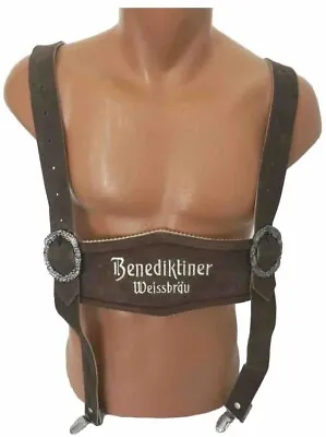 Benediktiner Weissabräu Original Bavarian Suspenders Leather Oktoberfest NEW • $34.81